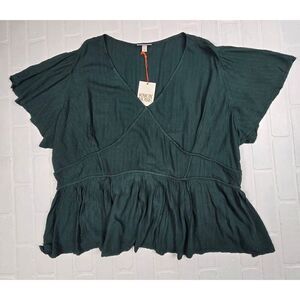 Knox Rose  V-Neck Flutter Sleeve Blouse 4X